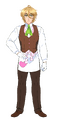 Liam in his bakery uniform